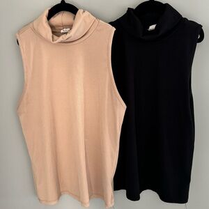 TWO PACK One Step Up Ribbed Turtleneck Tanks